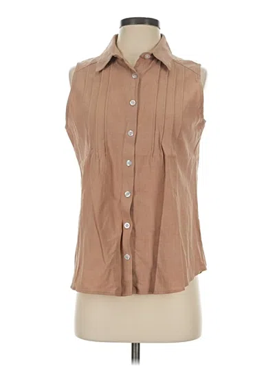 Pre-owned Unbranded Sleeveless Button Down Shirt In Tan