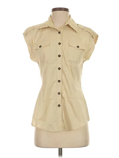 Pre-owned Unbranded Sleeveless Button Down Shirt In Tan
