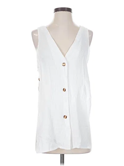 Pre-owned Unbranded Sleeveless Button Down Shirt In White