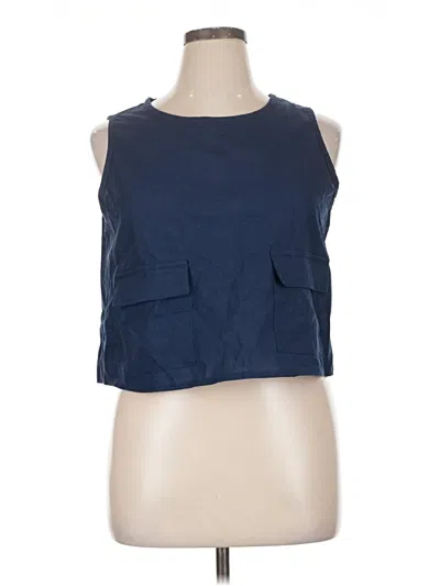 Pre-owned Unbranded Sleeveless Top Blue Boatneck Tops