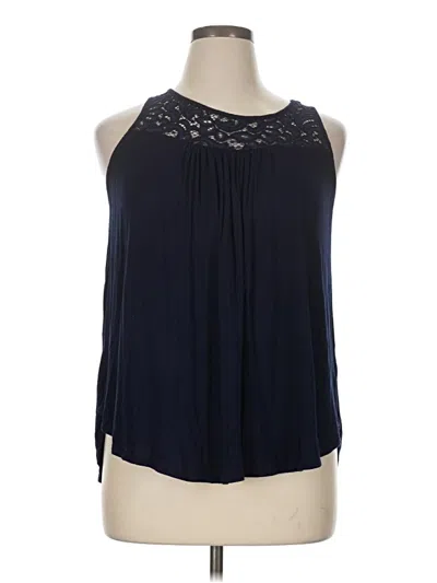 Pre-owned Unbranded Sleeveless Top Blue Mock Neckline Tops