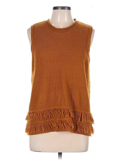 Pre-owned Unbranded Sleeveless Top Brown Boatneck Tops