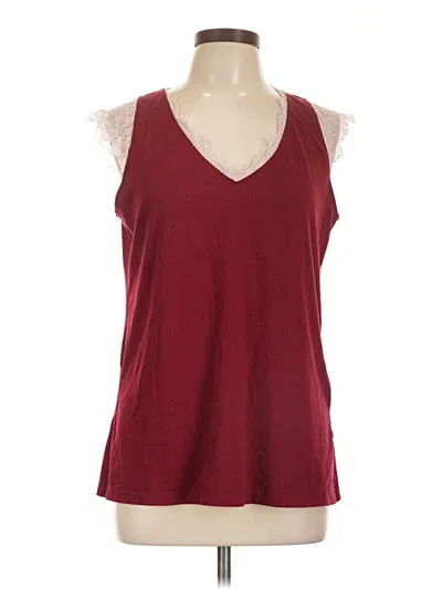 Pre-owned Unbranded Sleeveless Top Burgundy V Neck Tops