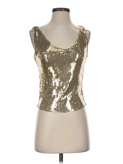 Pre-owned Unbranded Sleeveless Top Gold Scoop Neck Tops