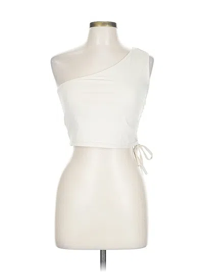 Pre-owned Unbranded Sleeveless Top Ivory One Shoulder Neckline Tops In White