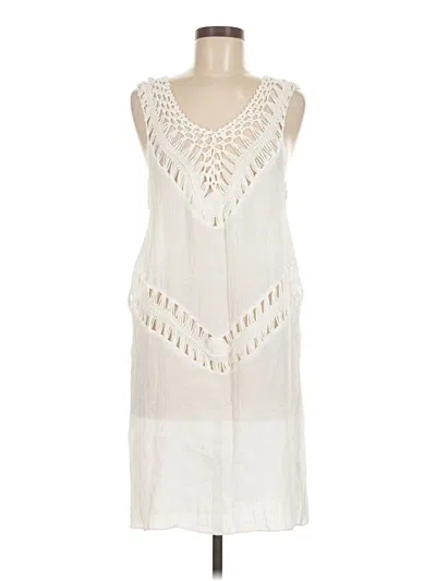 Pre-owned Unbranded Sleeveless Top Ivory Plunge Neckline Tops In White