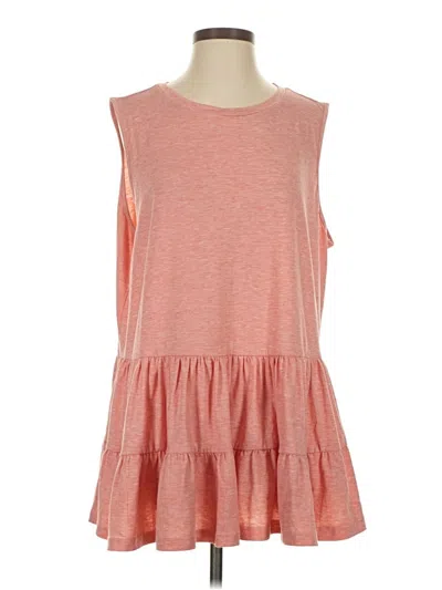 Pre-owned Unbranded Sleeveless Top Orange Ruffles Neckline Tops