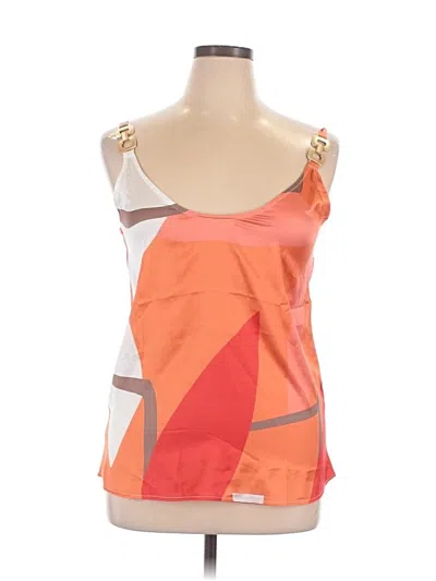 Pre-owned Unbranded Sleeveless Top Orange Square Neckline Tops