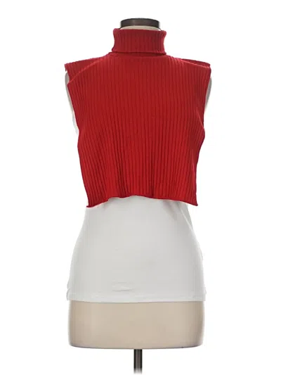 Pre-owned Unbranded Sleeveless Top Red Turtleneck Tops