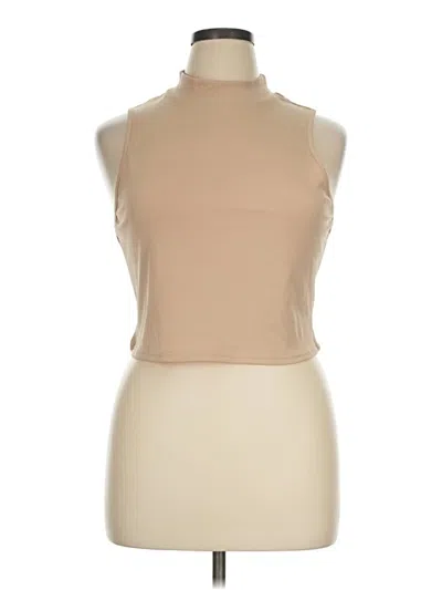 Pre-owned Unbranded Sleeveless Top Tan High Neck Tops