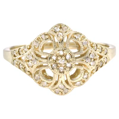 Pre-owned Unbranded Spring Bloom Vintage Style Edwardian Inspired Diamond 14k Yellow Gold Ring
