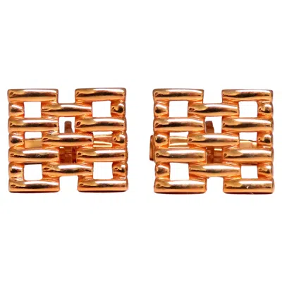 Pre-owned Unbranded Staggered Brick Form Mens 14kt Gold Executive Cufflinks 12362 In Multi