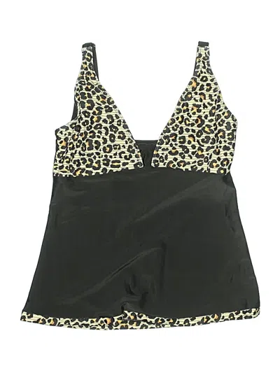 Pre-owned Unbranded Swimsuit Top Black Animal Print Pattern Swimwear