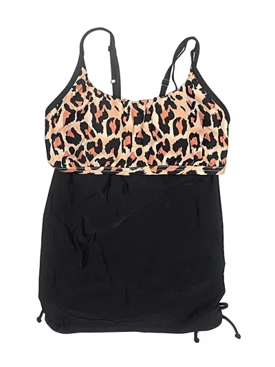 Pre-owned Unbranded Swimsuit Top Black Animal Print Pattern Swimwear