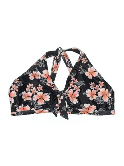 Pre-owned Unbranded Swimsuit Top Black Floral Pattern Swimwear