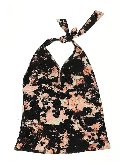 Pre-owned Unbranded Swimsuit Top Black Floral Pattern Swimwear