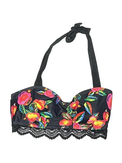 Pre-owned Unbranded Swimsuit Top Black Floral Pattern Swimwear