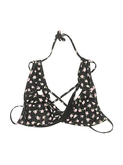 Pre-owned Unbranded Swimsuit Top Black Floral Pattern Swimwear