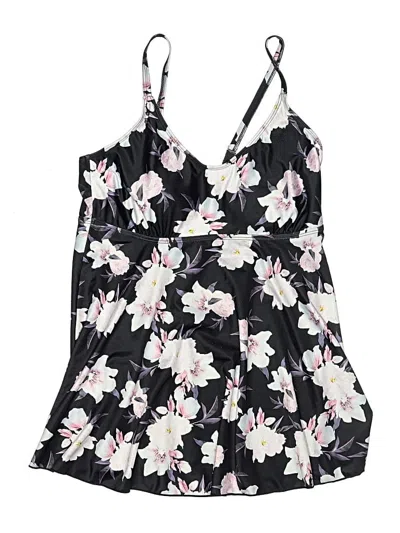 Pre-owned Unbranded Swimsuit Top Black Floral Pattern Swimwear