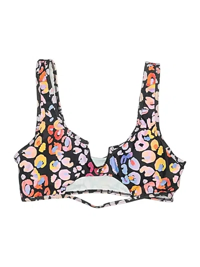 Pre-owned Unbranded Swimsuit Top Black Floral Pattern Swimwear