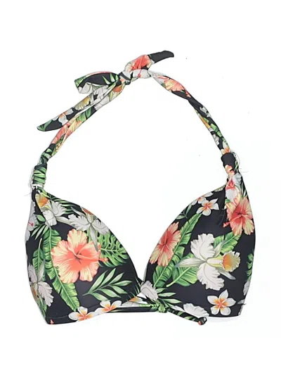 Pre-owned Unbranded Swimsuit Top Black Floral Pattern Swimwear