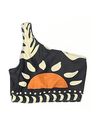 Pre-owned Unbranded Swimsuit Top Black Graphic Pattern Swimwear