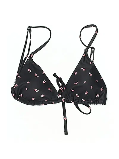 Pre-owned Unbranded Swimsuit Top Black Hearts Pattern Swimwear