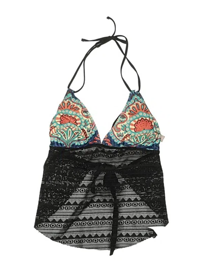Pre-owned Unbranded Swimsuit Top Black Paisley Pattern Swimwear