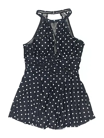 Pre-owned Unbranded Swimsuit Top Black Polka Dots Pattern Swimwear