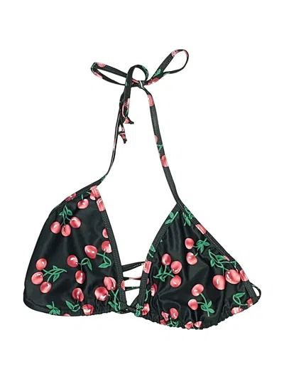 Pre-owned Unbranded Swimsuit Top Black Print Pattern Swimwear