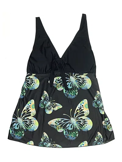 Pre-owned Unbranded Swimsuit Top Black Print Pattern Swimwear