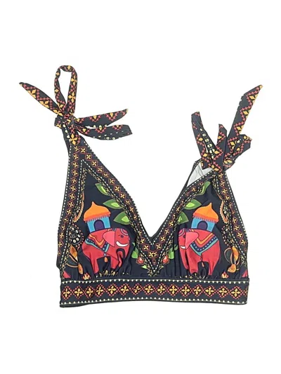 Pre-owned Unbranded Swimsuit Top Black Print Pattern Swimwear