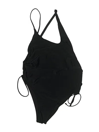 Pre-owned Unbranded Swimsuit Top Black Solid Pattern Swimwear