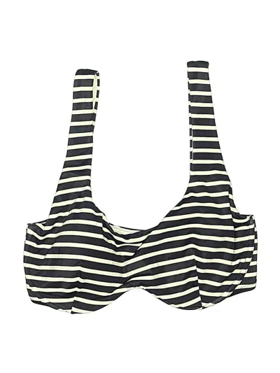 Pre-owned Unbranded Swimsuit Top Black Stripes Pattern Swimwear