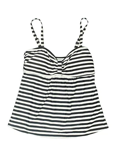 Pre-owned Unbranded Swimsuit Top Black Stripes Pattern Swimwear