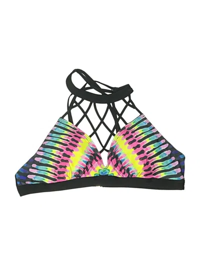 Pre-owned Unbranded Swimsuit Top Black Tie-dye Pattern Swimwear