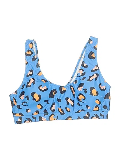 Pre-owned Unbranded Swimsuit Top Blue Animal Print Pattern Swimwear