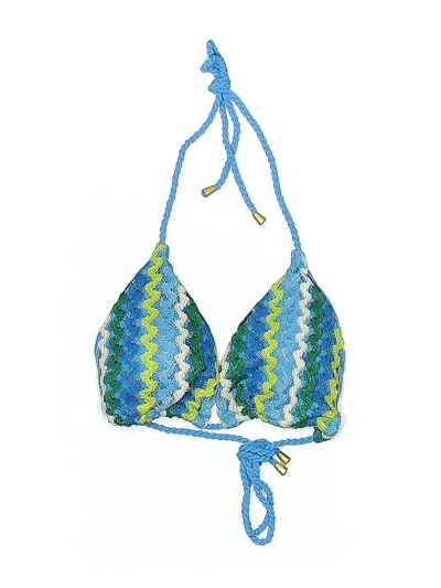 Pre-owned Unbranded Swimsuit Top Blue Argyle Pattern Swimwear