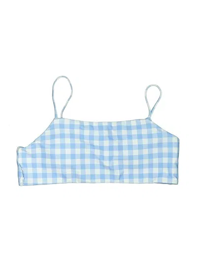 Pre-owned Unbranded Swimsuit Top Blue Checkered/gingham Pattern Swimwear