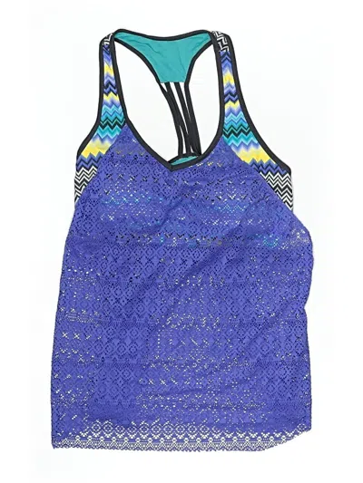 Pre-owned Unbranded Swimsuit Top Blue Chevron/herringbone Pattern Swimwear
