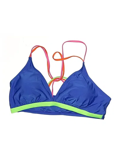 Pre-owned Unbranded Swimsuit Top Blue Color Block Pattern Swimwear