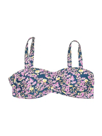 Pre-owned Unbranded Swimsuit Top Blue Floral Pattern Swimwear