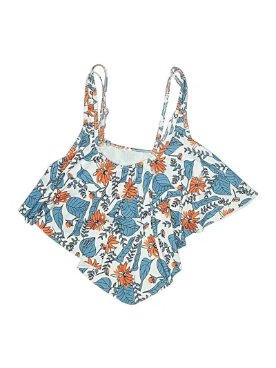 Pre-owned Unbranded Swimsuit Top Blue Floral Pattern Swimwear