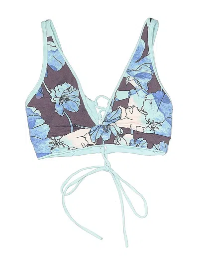 Pre-owned Unbranded Swimsuit Top Blue Floral Pattern Swimwear