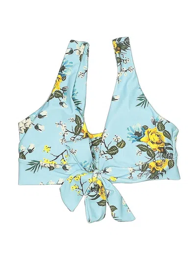 Pre-owned Unbranded Swimsuit Top Blue Floral Pattern Swimwear