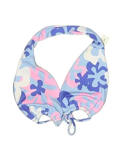 Pre-owned Unbranded Swimsuit Top Blue Floral Pattern Swimwear
