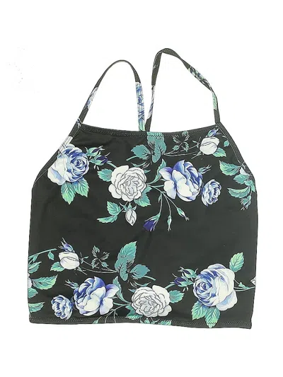 Pre-owned Unbranded Swimsuit Top Blue Floral Pattern Swimwear
