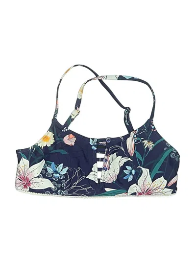 Pre-owned Unbranded Swimsuit Top Blue Floral Pattern Swimwear