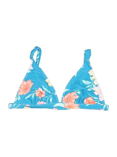 Pre-owned Unbranded Swimsuit Top Blue Floral Pattern Swimwear