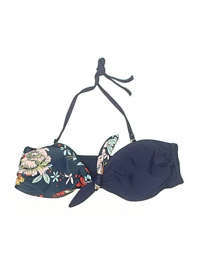 Pre-owned Unbranded Swimsuit Top Blue Floral Pattern Swimwear